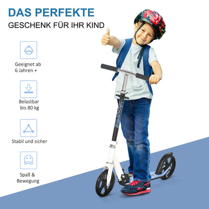 Children's scooter, foldable & height adjustable, white