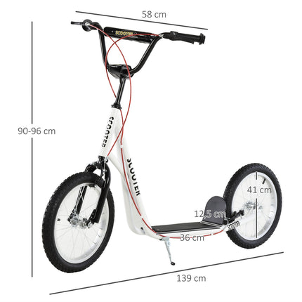 Kick scooter for children with handbrake and pneumatic tires