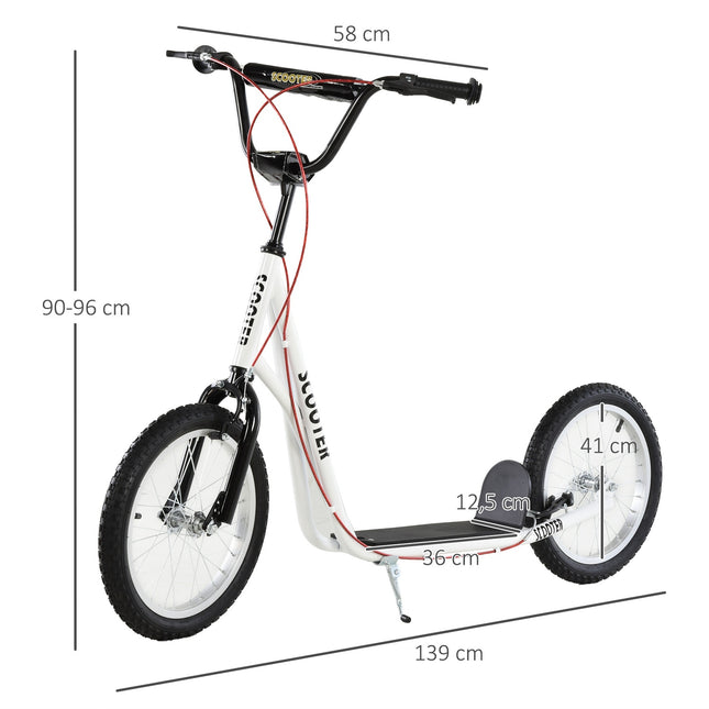 Kick scooter for children with handbrake and pneumatic tires