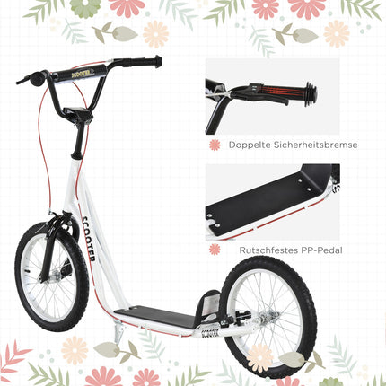 Kick scooter for children with handbrake and pneumatic tires