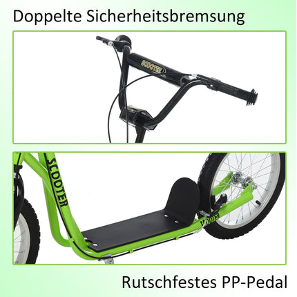 Children's scooter with handbrake, 16-inch pneumatic tires