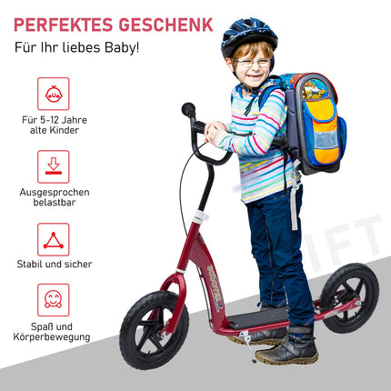 Children's 12"" Red City Scooter, adjustable height, rear brake