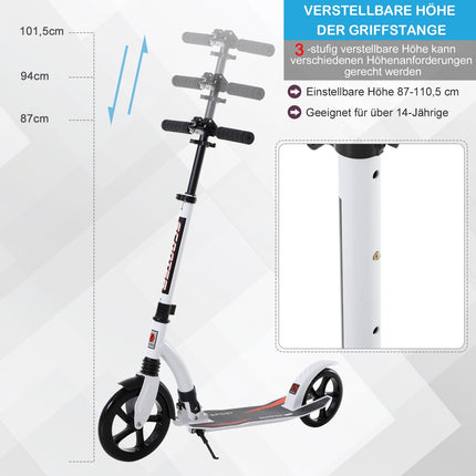 Kick scooter for teenagers, foldable and height adjustable, aluminum