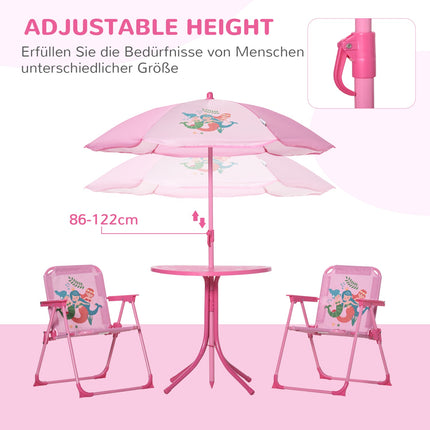 Garden set for children: table, chairs & parasol, pink