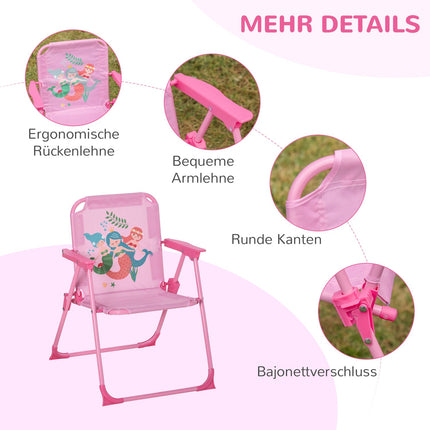 Garden set for children: table, chairs & parasol, pink