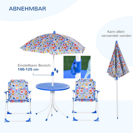Garden furniture for children - table, 2 chairs, parasol