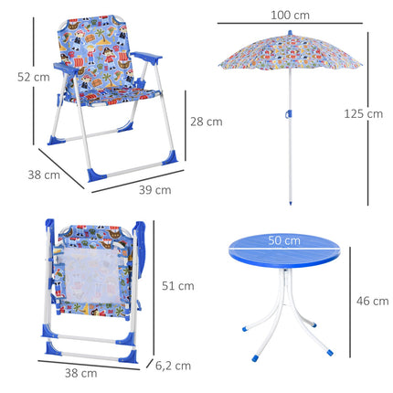 Garden furniture for children - table, 2 chairs, parasol