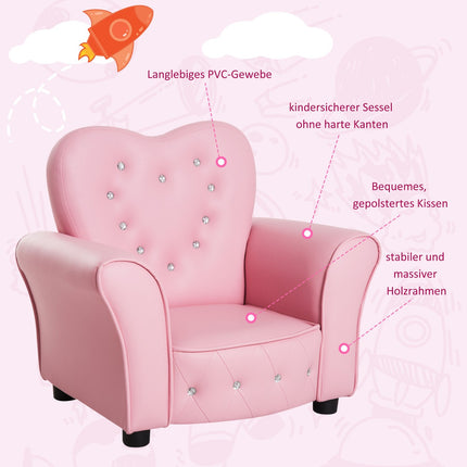 Pink heart-shaped sofa for children - cozy and cute design