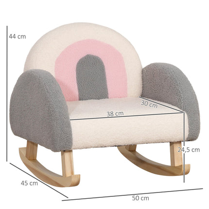Children's rocking chair - Grey, Cozy lambskin, 3-5 years