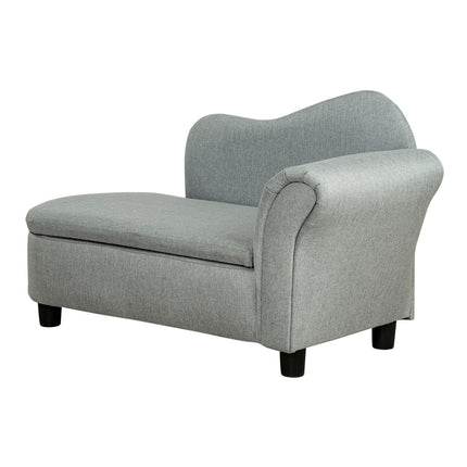 Light gray children's sofa with storage - solid wood, 80x40x49 cm