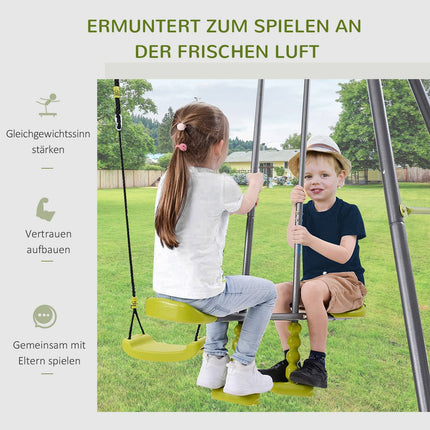 Garden swings for children with climbing ladder and seesaw