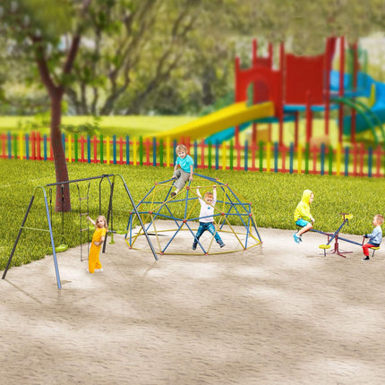 Garden swings for children with climbing ladder and seesaw