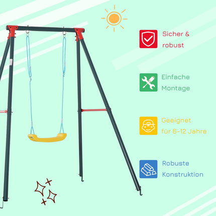 Metal swing for children for ages 6–12, 155x160x180 cm
