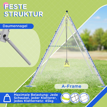 Swing for children with climbing net and ladder - Green