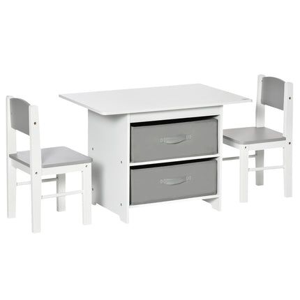 Children's table with storage, White & Grey, Wood