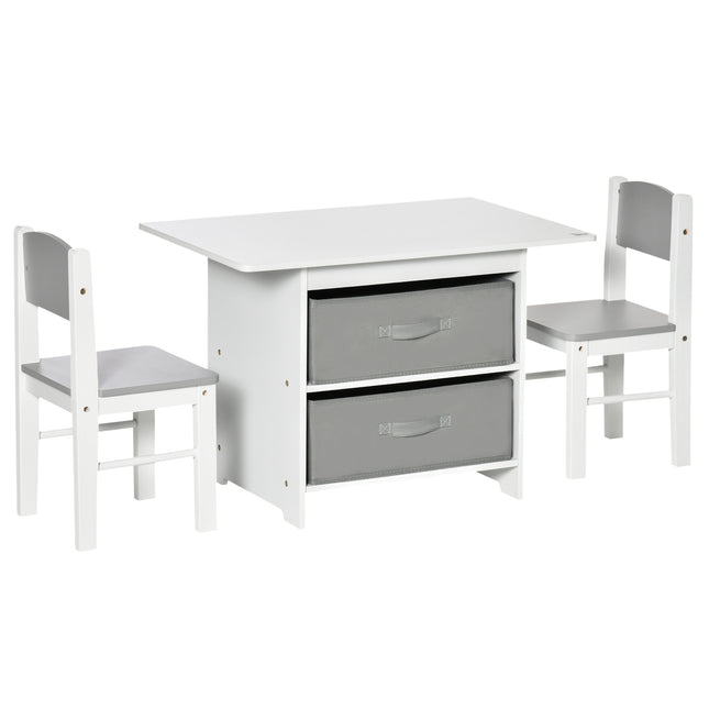 Children's table with storage, White & Grey, Wood