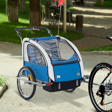 Children's bicycle stroller, blue - rain cover, breathable fabric