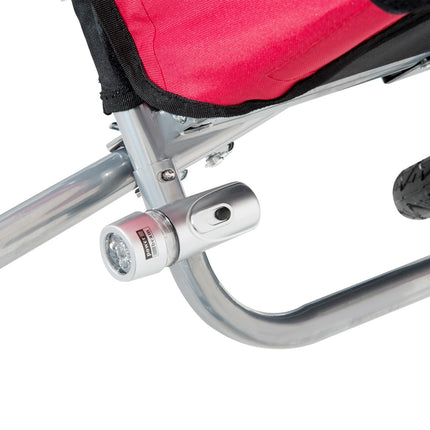 Children's bicycle stroller, foldable with rain cover, red