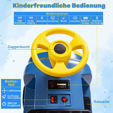 Children's 12V Electric Ride-On Car, Blue, 2 Seats & Motors