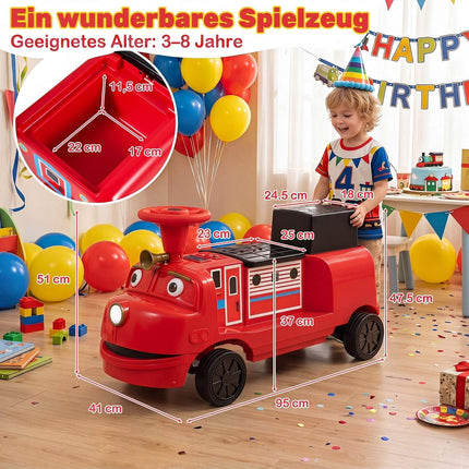 Children's 12V Electric Ride-On Car, Red, 2 Seats, Train Design