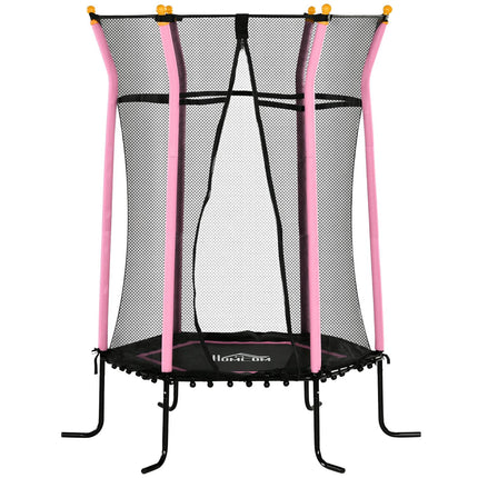 Children's 163.5 cm pink trampoline with safety net, up to 50 kg