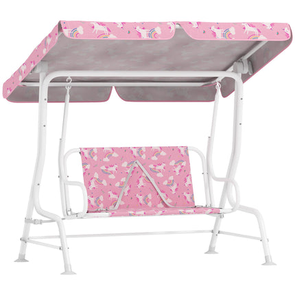 Children's 2-Seater Swing with Adjustable Canopy, Pink