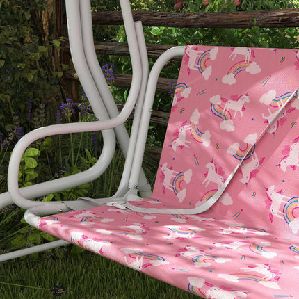 Children's 2-Seater Swing with Adjustable Canopy, Pink