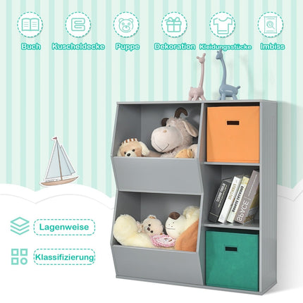 Children's 3-Tier Storage Shelf with 2 Baskets, MDF