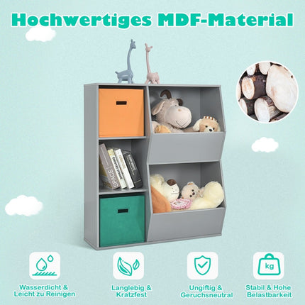 Children's 3-Tier Storage Shelf with 2 Baskets, MDF