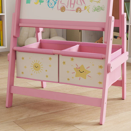 Children's 3-in-1 Easel with Chalkboard, Whiteboard, Pink