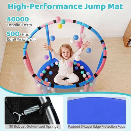 Children's 6-in-1 Trampoline with Safety Net, Blue
