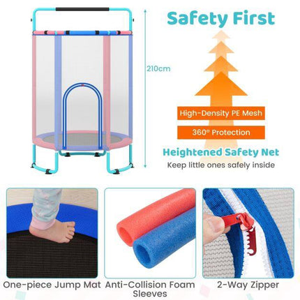 Children's 6-in-1 Trampoline with Safety Net, Blue