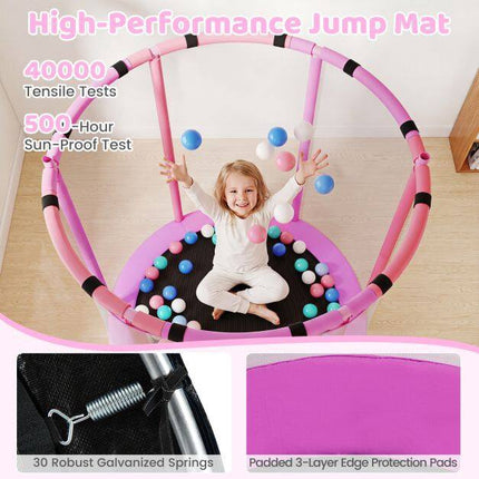 Children's 6-in-1 Trampoline with Swing & Gym Bar, Pink