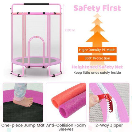 Children's 6-in-1 Trampoline with Swing & Gym Bar, Pink