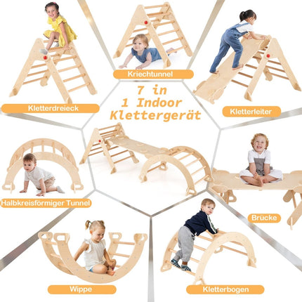 Children's 7-in-1 Climbing Set with Slide and Ramp