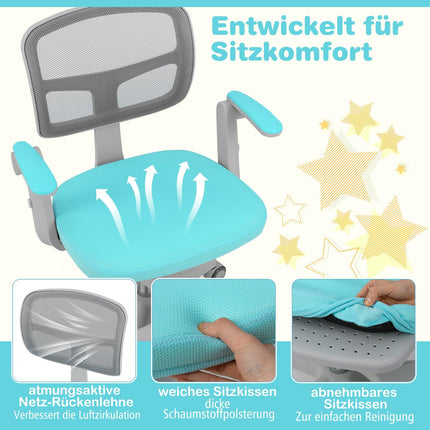 Children's Adjustable Desk Chair, 41-52 cm, Turquoise
