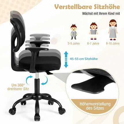 Children's Adjustable Desk Chair with Lumbar Support, Black