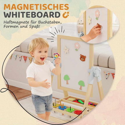 Children's Adjustable Wooden Easel with Double-Sided Board