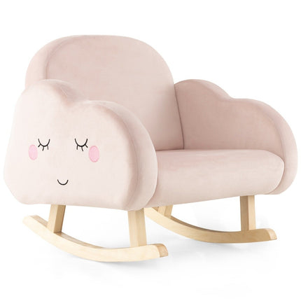 Children's Armchair with Solid Wood Legs Padded Children's Sofa Rocking Chair Pink Clouds