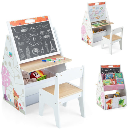 Children's Art Easel & Desk Set with Magnetic Board