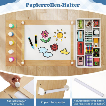 Children's Art Table Set with 2 Chairs, Adjustable Easel