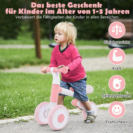 Children's Balance Bike with Adjustable Seat Height & Foldable Design Learning Balance Bike from 1 Years Pink