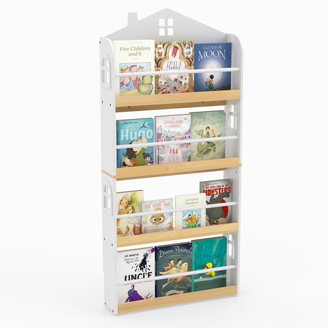 Children's Bookshelf House-Shaped, 4-Tier, Anti-Fall Safety
