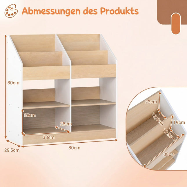 Children's Bookshelf with 4 Cubes & Storage Compartments