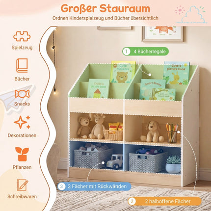 Children's Bookshelf with 4 Cubes & Storage Compartments
