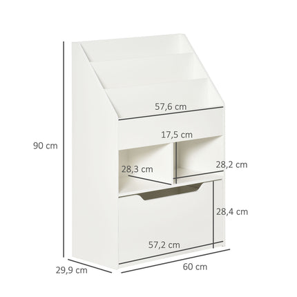 Children's Bookshelf with Drawer, 3-Tier, White, 60x30x90 cm