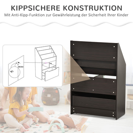 Children's Bookshelf with Drawer, Grey, 60 x 30 x 90 cm
