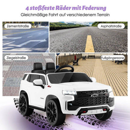 Children's Chevrolet electric car with 2.4G remote control &amp; Suspension &amp; lights &amp; Music children's car white