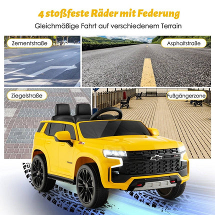 Children's Chevrolet electric car with 2.4G remote control &amp; Suspension &amp; lights &amp; Music children's car yellow
