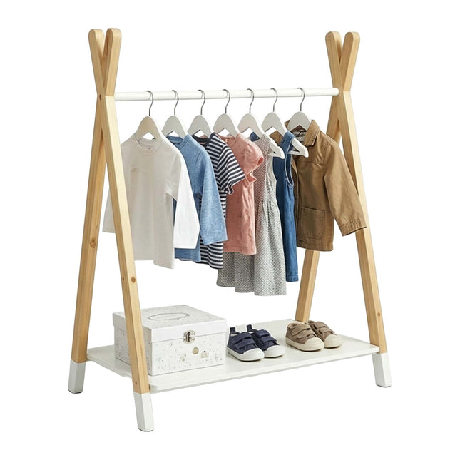 Wieszak na ubrania dla dzieci, sosna/MDF, naturalny i biały, 100 cm